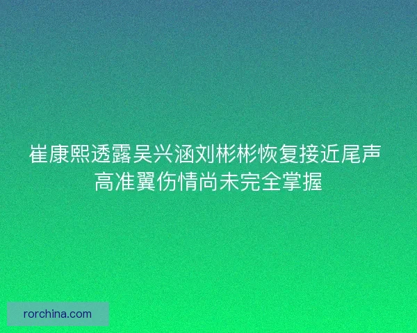 崔康熙透露吴兴涵刘彬彬恢复接近尾声 高准翼伤情尚未完全掌握